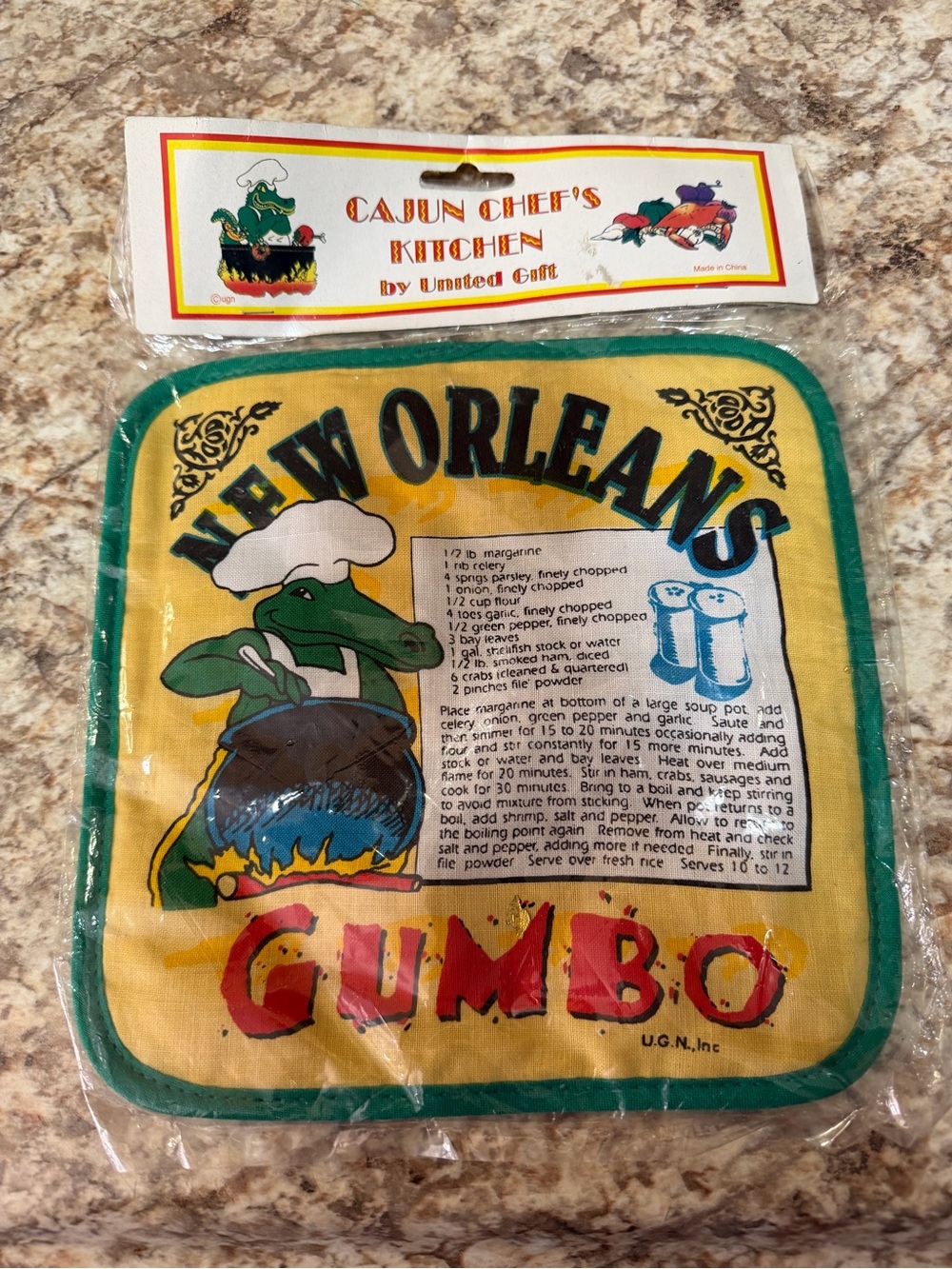 New Orleans Gumbo Kitchen Potholder - Yellow & Green